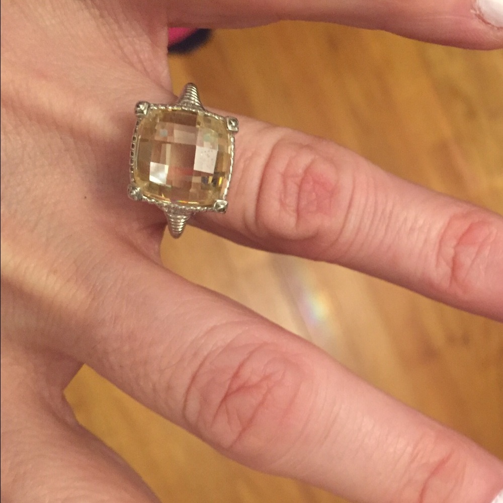Judith Ripka Sterling Silver citrine ring 7-7.5